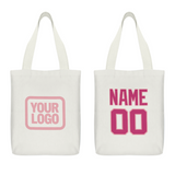 Custom White Pink Canvas Tote Bag