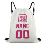 Custom White Pink Drawstring Bag