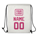 Custom White Pink Drawstring Bag