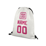 Custom White Pink Drawstring Bag