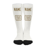 Custom White Light Khaki Knee-High Sock