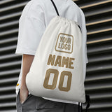 Custom White Light Khaki Drawstring Bag