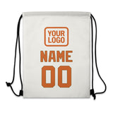 Custom White Orange Drawstring Bag