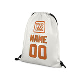 Custom White Orange Drawstring Bag