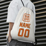 Custom White Orange Drawstring Bag