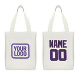 Custom White Purple Canvas Tote Bag
