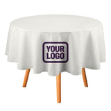 Custom White Purple Round Table Cloth