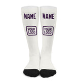 Custom White Purple Knee-High Sock