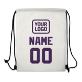 Custom White Purple Drawstring Bag