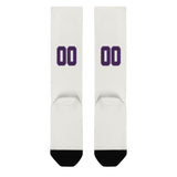 Custom White Purple Knee-High Sock