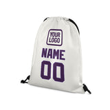 Custom White Purple Drawstring Bag