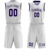 Custom White Light Purple Basketball Set