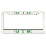 Custom White Emerald Green License Plate Frame