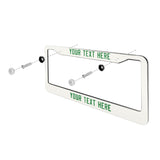 Custom White Emerald Green License Plate Frame