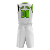Custom White Emerald Green Basketball Set