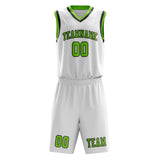 Custom White Emerald Green Basketball Set