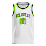 Custom White & Emerald Green Colors Design Sports Basketball Jersey