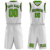 Custom White Emerald Green Basketball Set