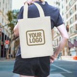 Custom White Khaki Canvas Tote Bag