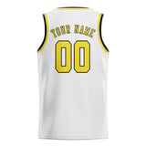 Custom White & Light Yellow Colors Design Sports Basketball Jersey