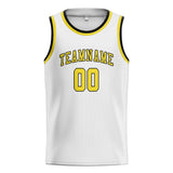 Custom White & Light Yellow Colors Design Sports Basketball Jersey