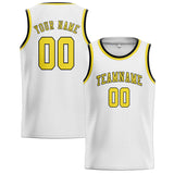 Custom White & Light Yellow Colors Design Sports Basketball Jersey