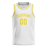 Custom White & Light Yellow Colors Design Sports Basketball Jersey
