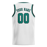 Custom White & Blue Green Colors Design Sports Basketball Jersey