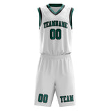 Custom White Blue Green Basketball Set
