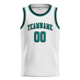 Custom White & Blue Green Colors Design Sports Basketball Jersey