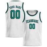 Custom White & Blue Green Colors Design Sports Basketball Jersey