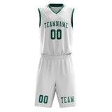 Custom White Blue Green Basketball Set