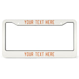 Custom White Orange License Plate Frame