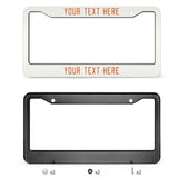 Custom White Orange License Plate Frame