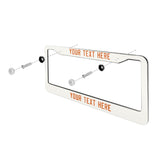 Custom White Orange License Plate Frame