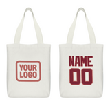 Custom White Crimson Red Canvas Tote Bag