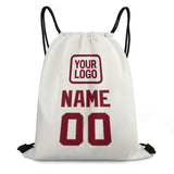 Custom White Crimson Red Drawstring Bag
