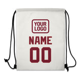 Custom White Crimson Red Drawstring Bag