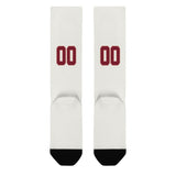 Custom White Crimson Red Knee-High Sock
