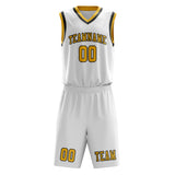 Custom White Gold Basketball Set