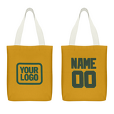Custom Yellow Dark Green Canvas Tote Bag