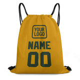 Custom Yellow Dark Green Drawstring Bag