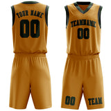Custom Yellow Dark Green Basketball Set
