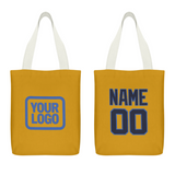 Custom Yellow Navy Canvas Tote Bag
