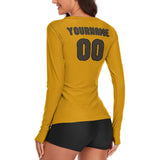 Custom Yellow Brown Women's Long-Sleeve Shirt