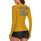 Custom Yellow Gray Women's Long-Sleeve Shirt