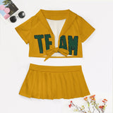 Custom Yellow Green Cheerleading Uniform Set