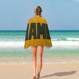 Custom Yellow Dark Green Beach Towel