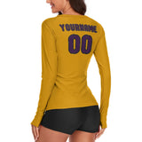 Custom Yellow Purple Women's Long-Sleeve Shirt