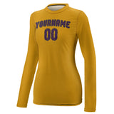 Custom Yellow Purple Women's Long-Sleeve Shirt
